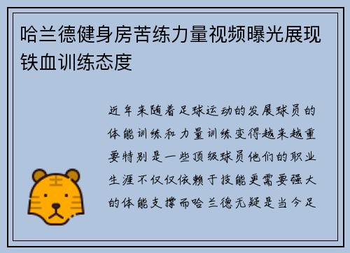 哈兰德健身房苦练力量视频曝光展现铁血训练态度 哈兰德健身房苦练力量视频曝光展现铁血训练态度